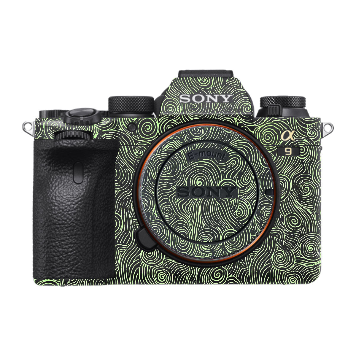 Green Spirals Sony A9 Camera Skins