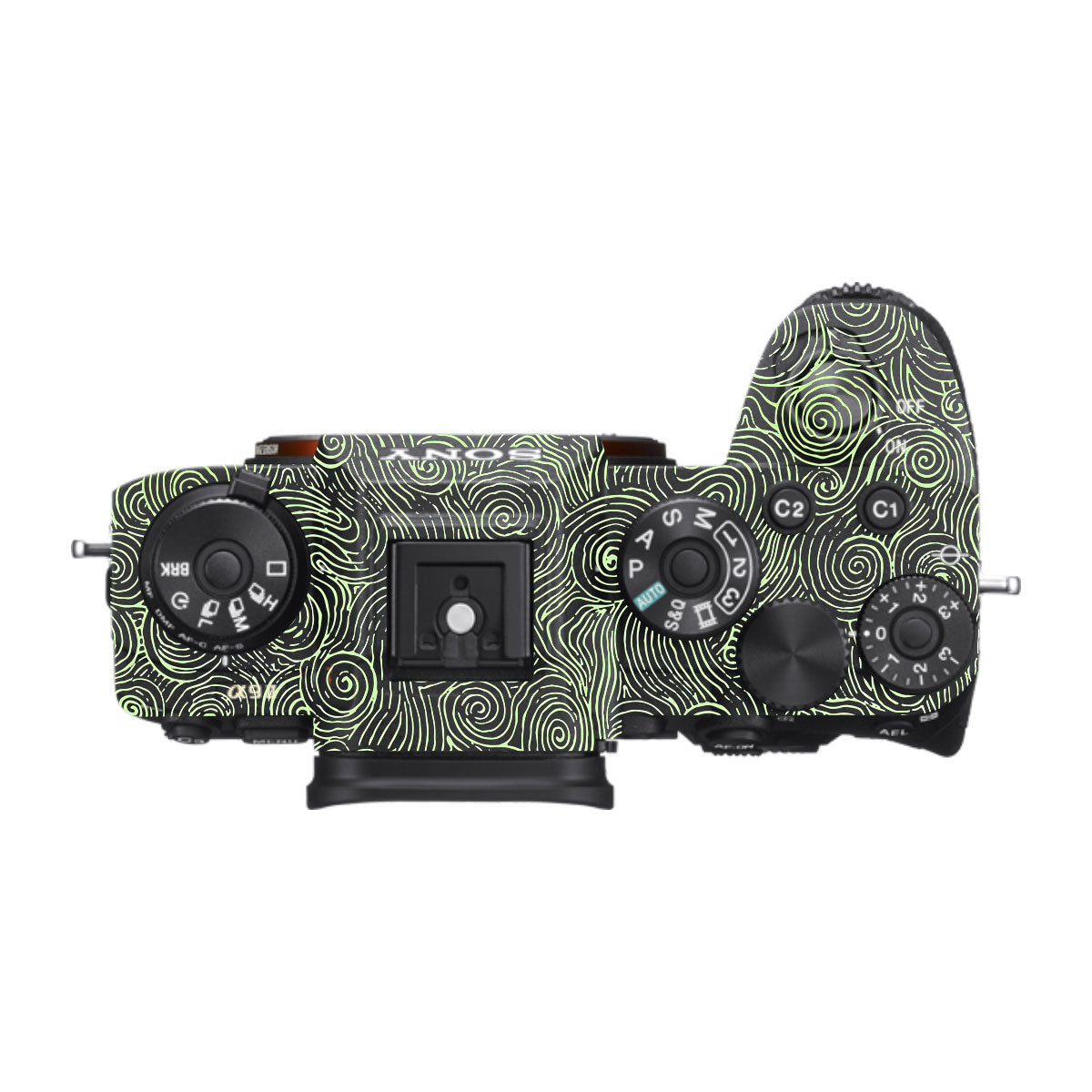 Green Spirals Sony A9 Camera Skins