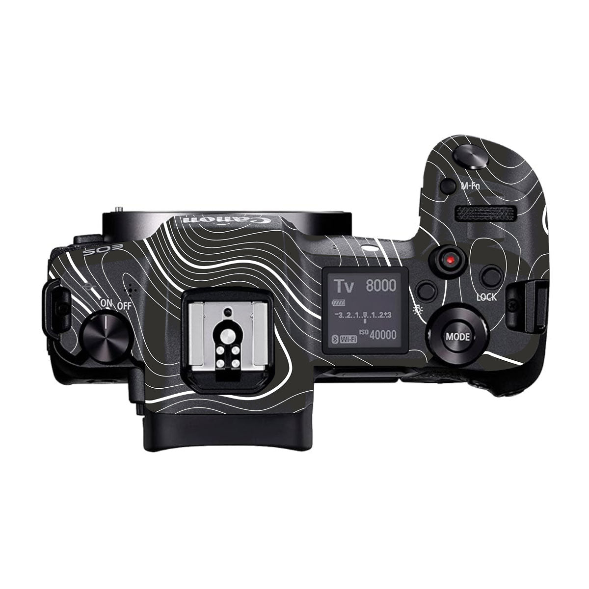 Grayscale Topographic Lines Canon EOS R Camera Skins
