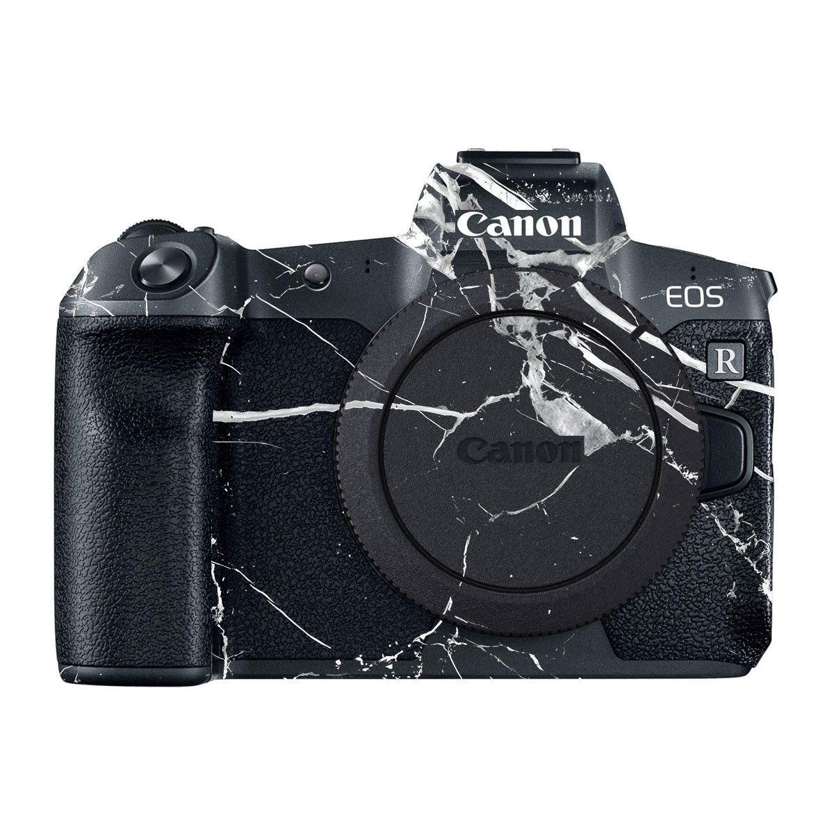 White Veins on Black Canon EOS R Camera Skins