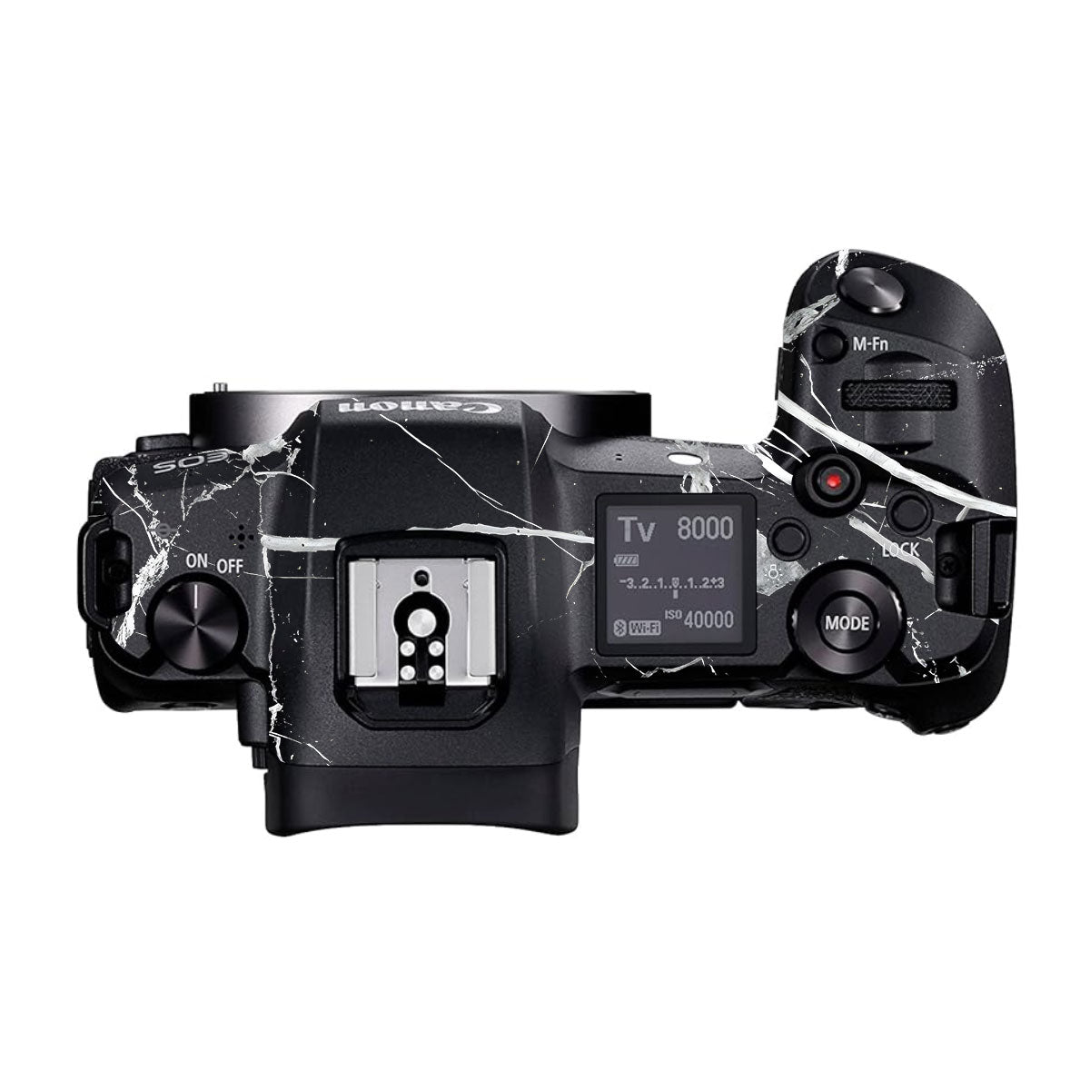 White Veins on Black Canon EOS R Camera Skins