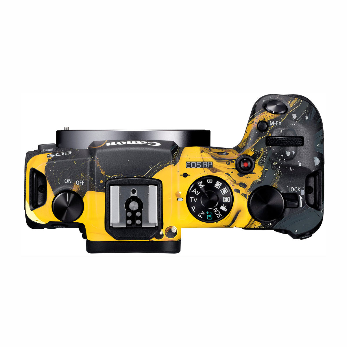 Yellow and Black Paint Swirls Canon EOS RP Camera Skins