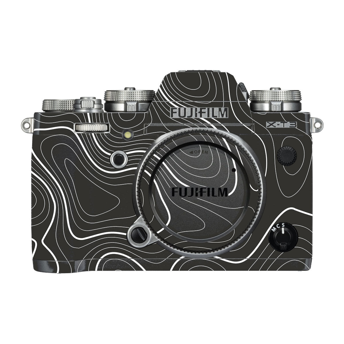Grayscale Topographic Lines FujiFilm X-T3 Camera Skin