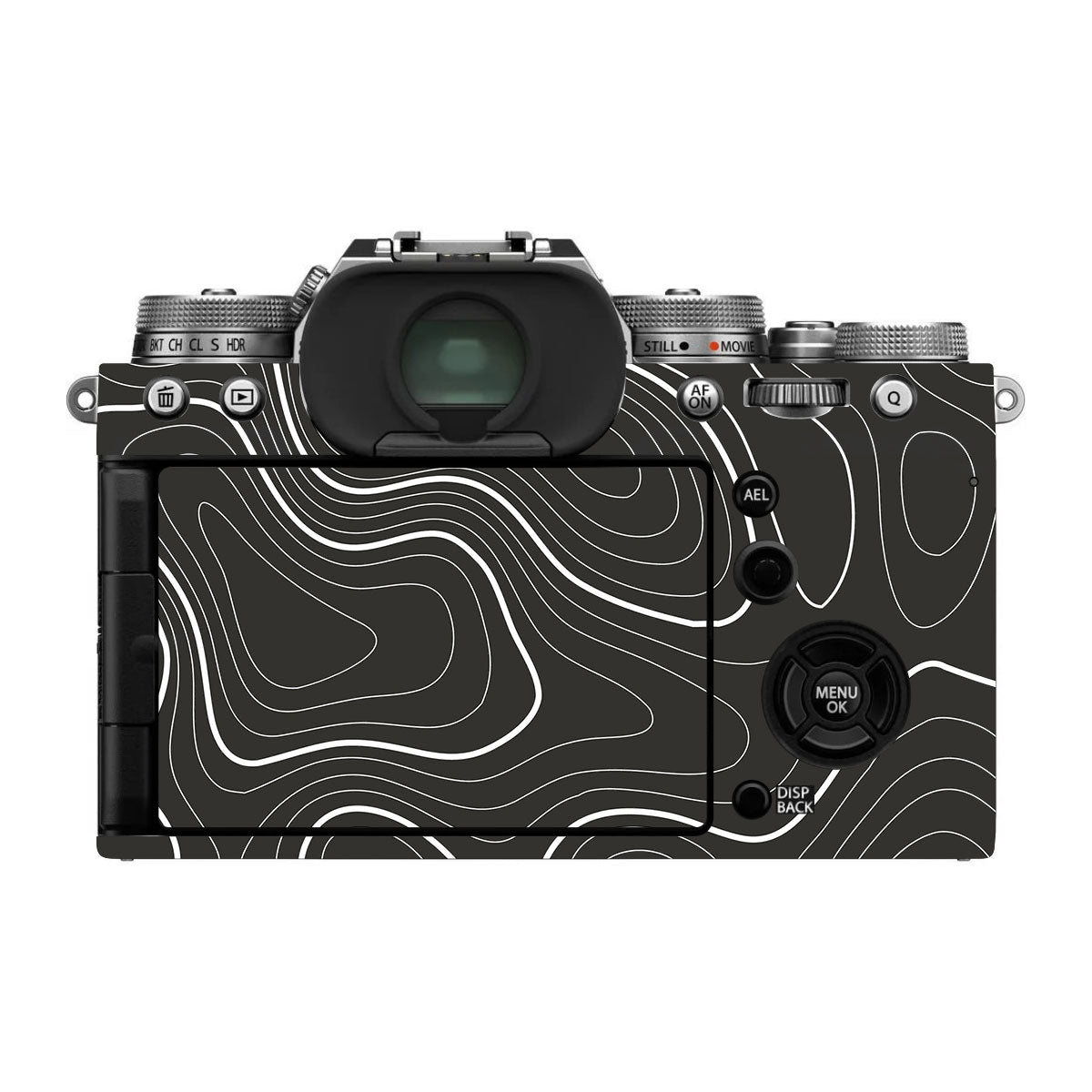 Grayscale Topographic Lines FujiFilm X-T4 Camera Skin