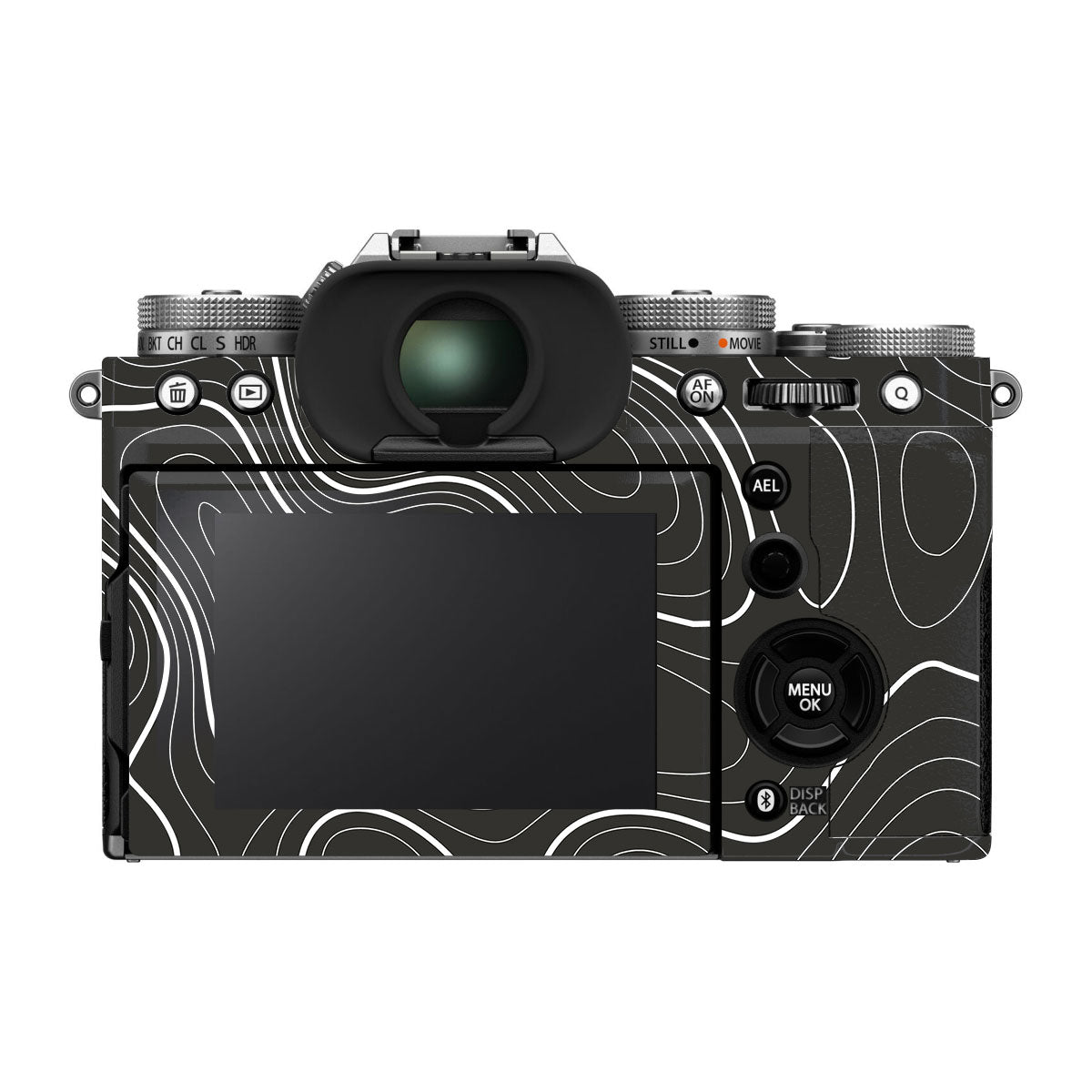 Grayscale Topographic Lines FujiFilm X-T5 Camera Skin