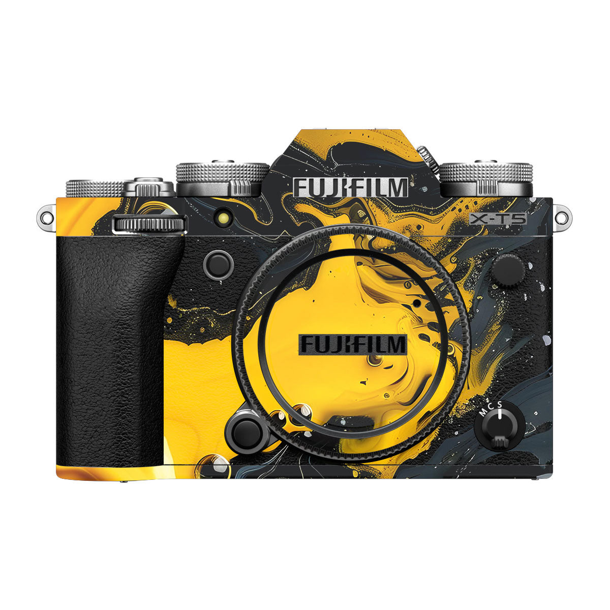 Yellow and Black Paint Swirls FujiFilm X-T5 Camera Skin