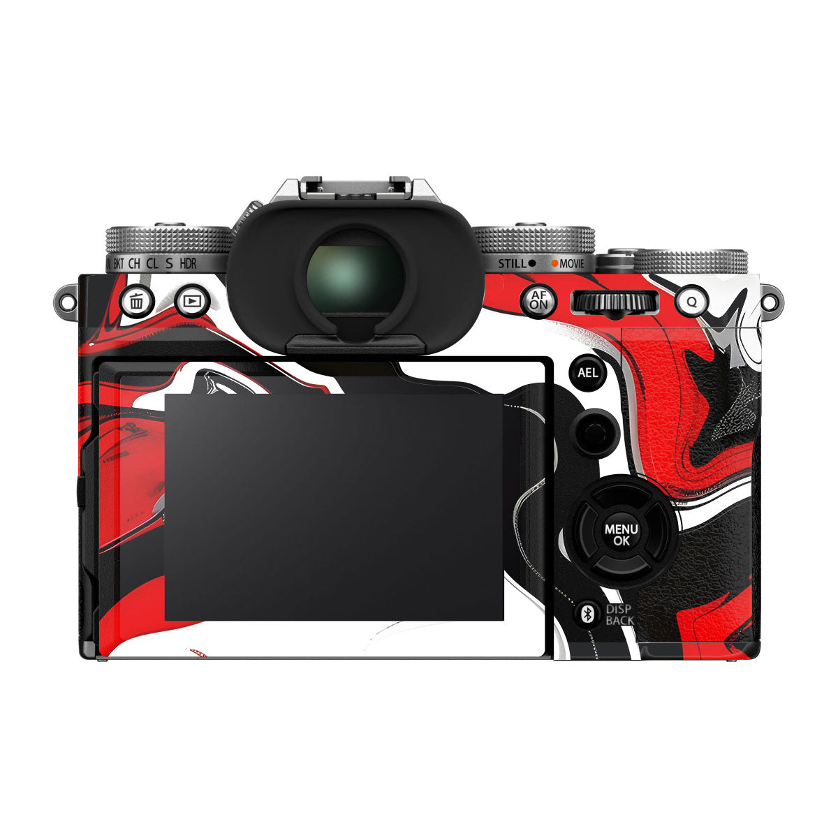 Scarlet and White Motion FujiFilm X-T5 Camera Skin