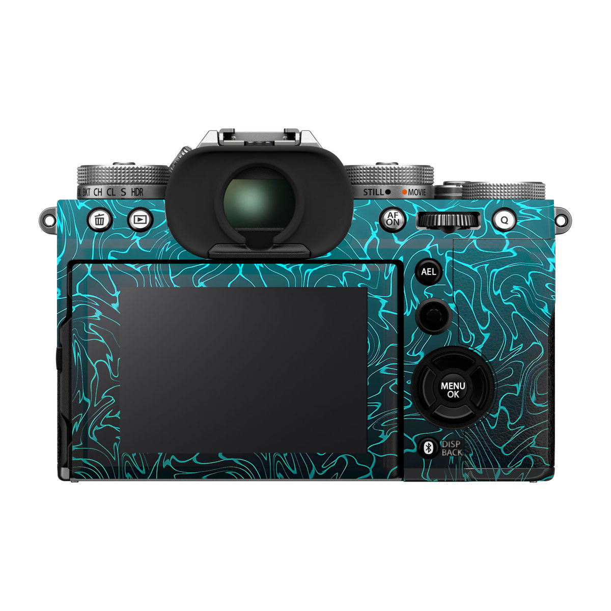 Cyan Blue to Black Gradient FujiFilm X-T5 Camera Skin