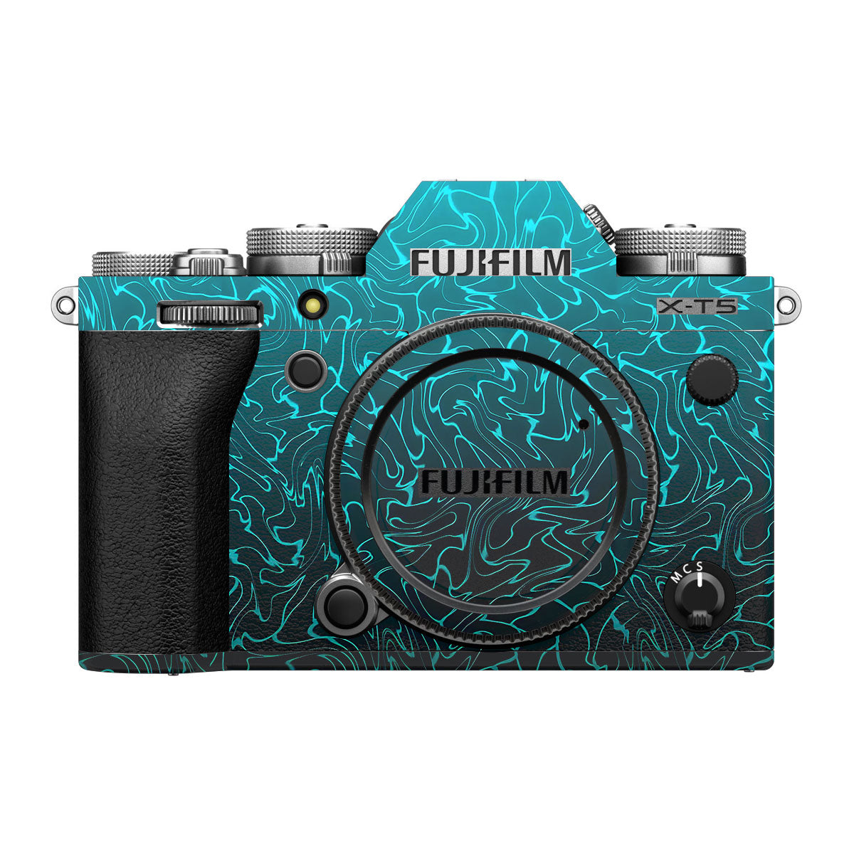 Cyan Blue to Black Gradient FujiFilm X-T5 Camera Skin