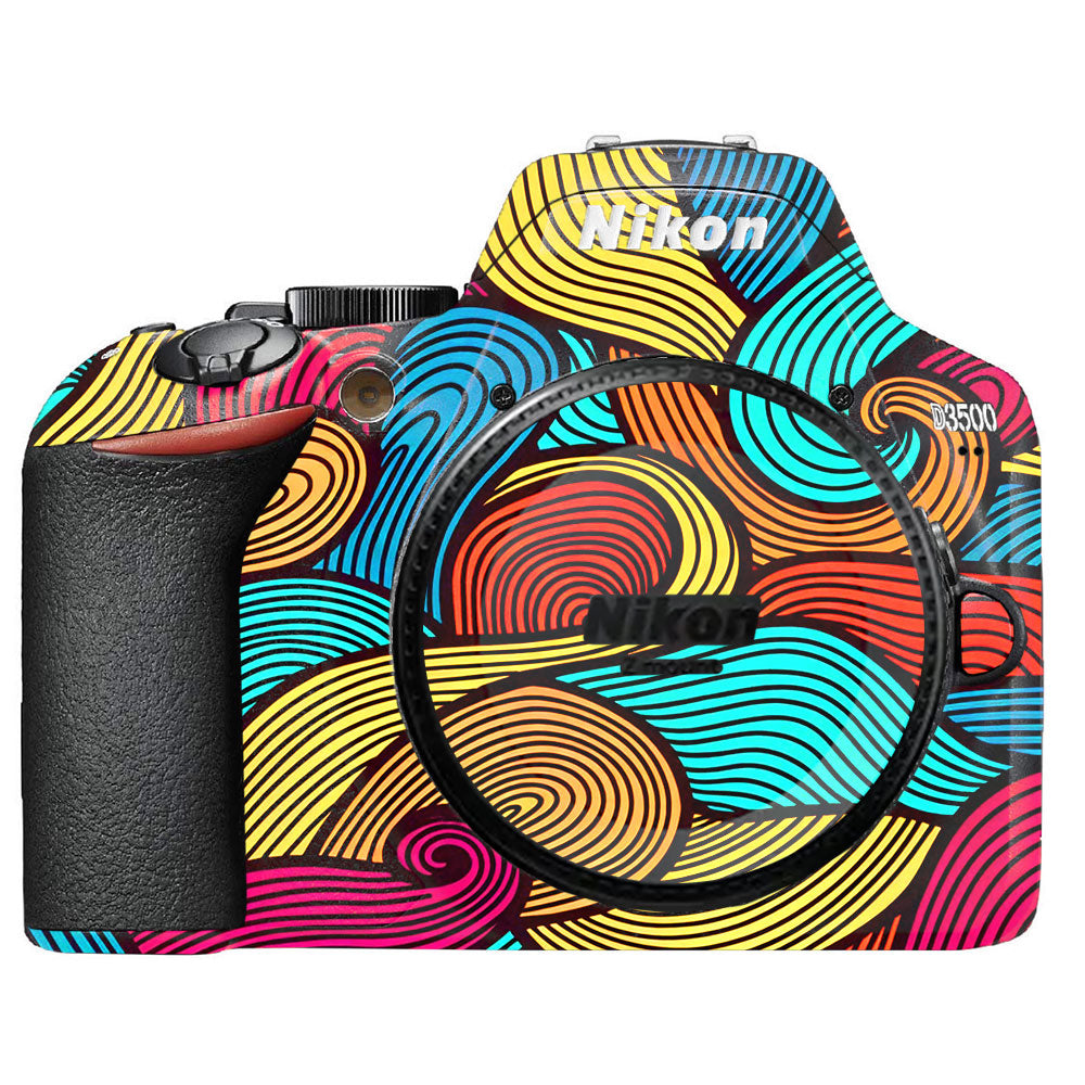 Retro Colorful Doodle Art Pattern Nikon D3500 Camera Skin