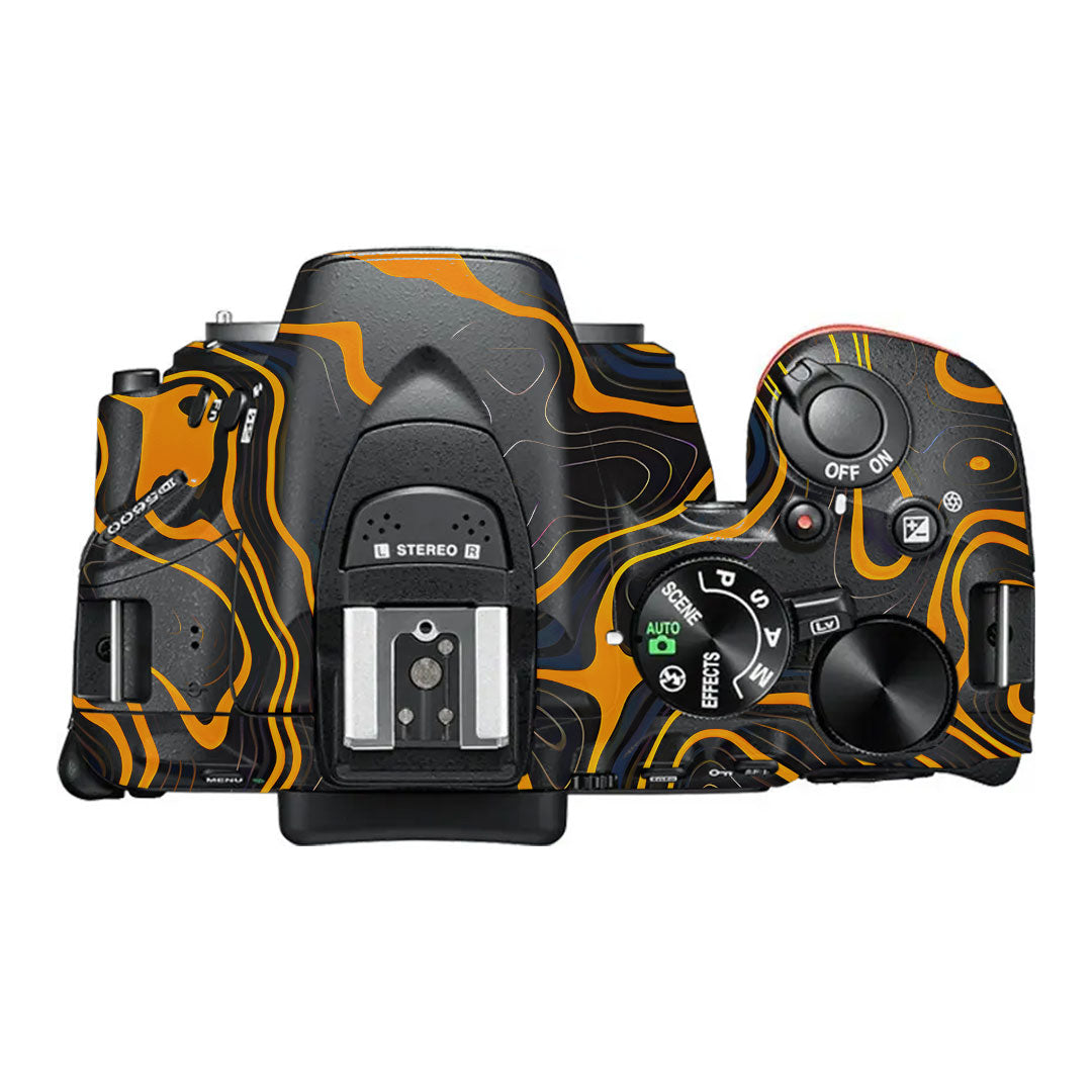 Amber Topographic Waves Nikon D5600 Camera Skin