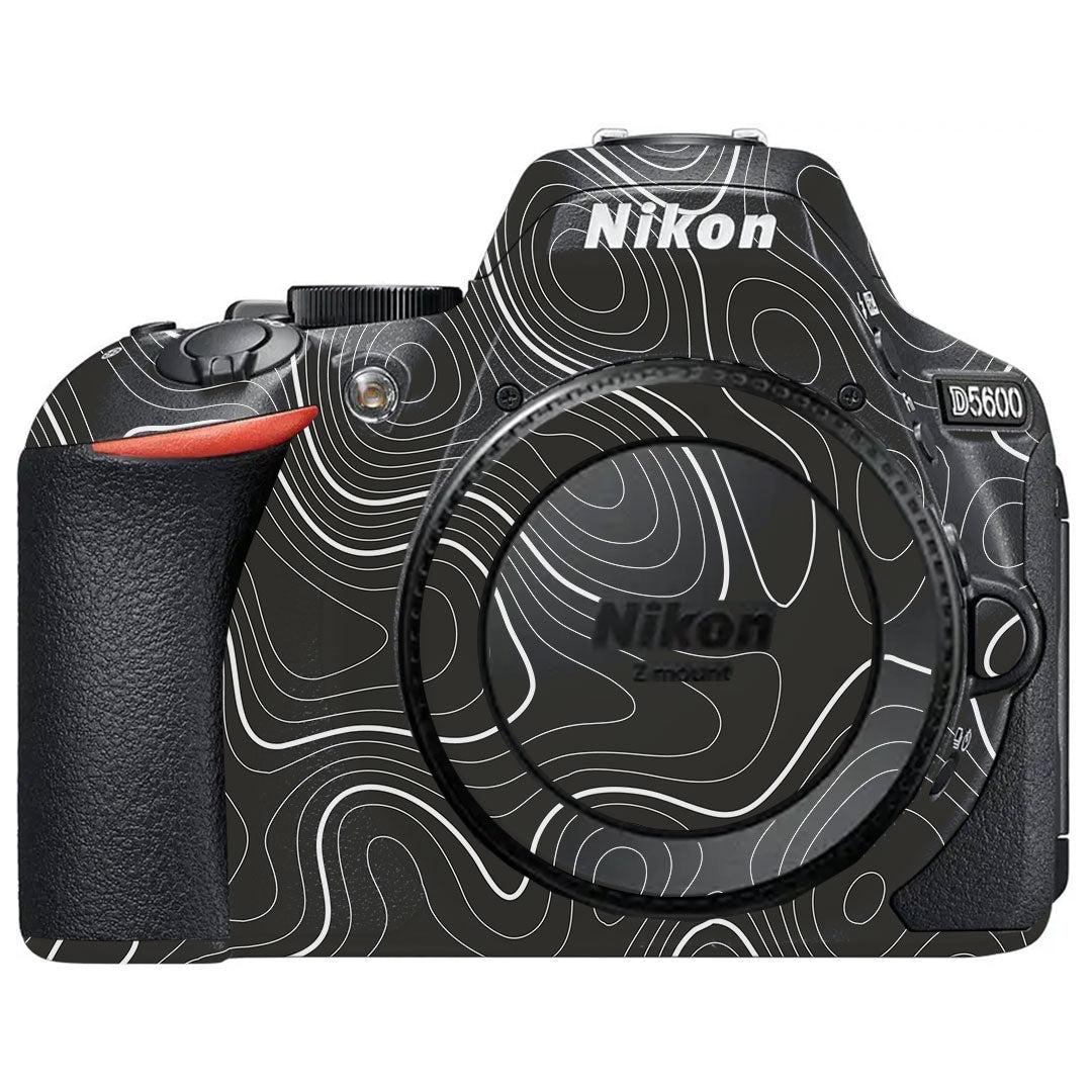 Grayscale Topographic Lines Nikon D5600 Camera Skin