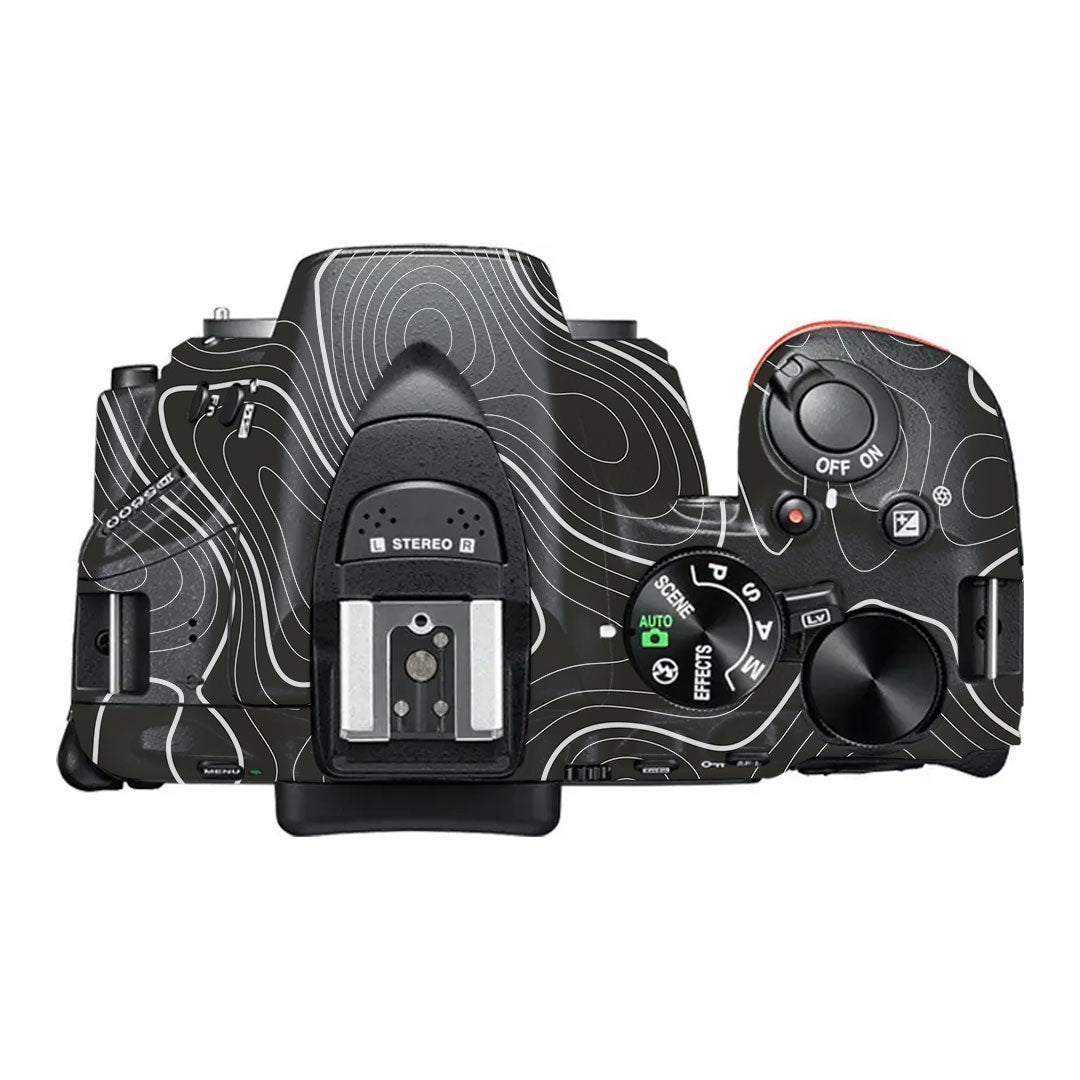Grayscale Topographic Lines Nikon D5600 Camera Skin