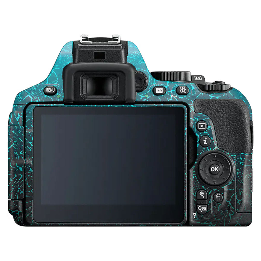 Cyan Blue to Black Gradient Nikon D5600 Camera Skin