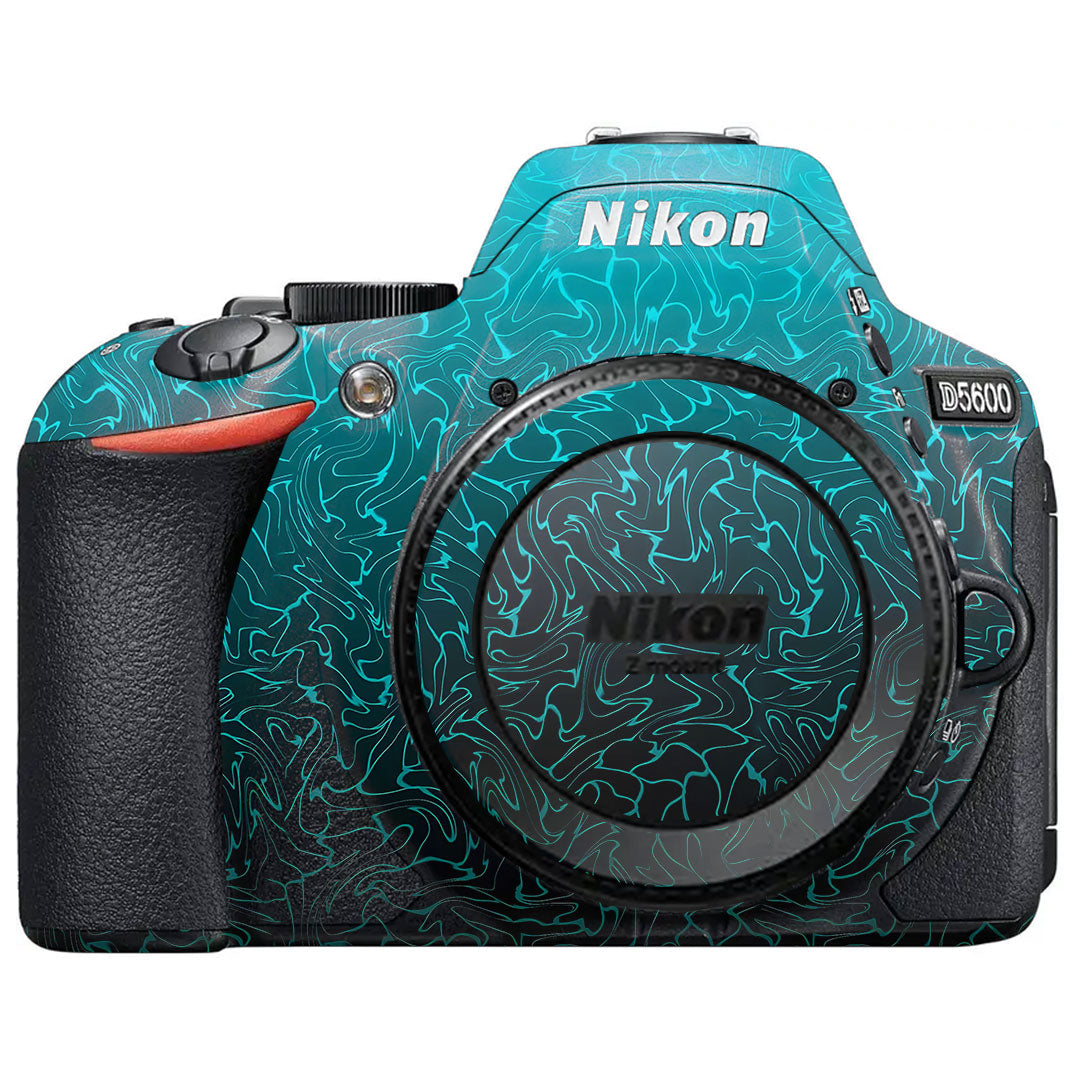 Cyan Blue to Black Gradient Nikon D5600 Camera Skin