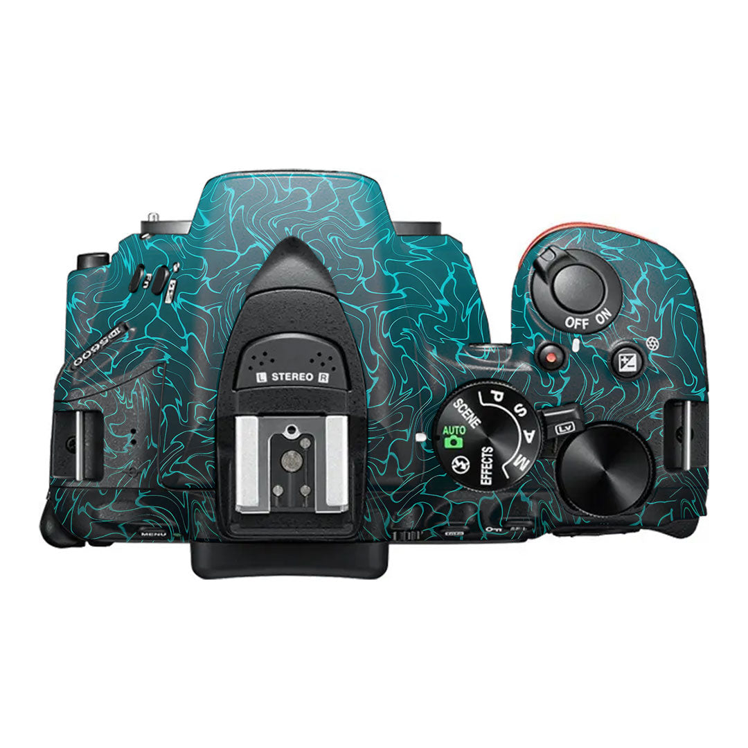 Cyan Blue to Black Gradient Nikon D5600 Camera Skin