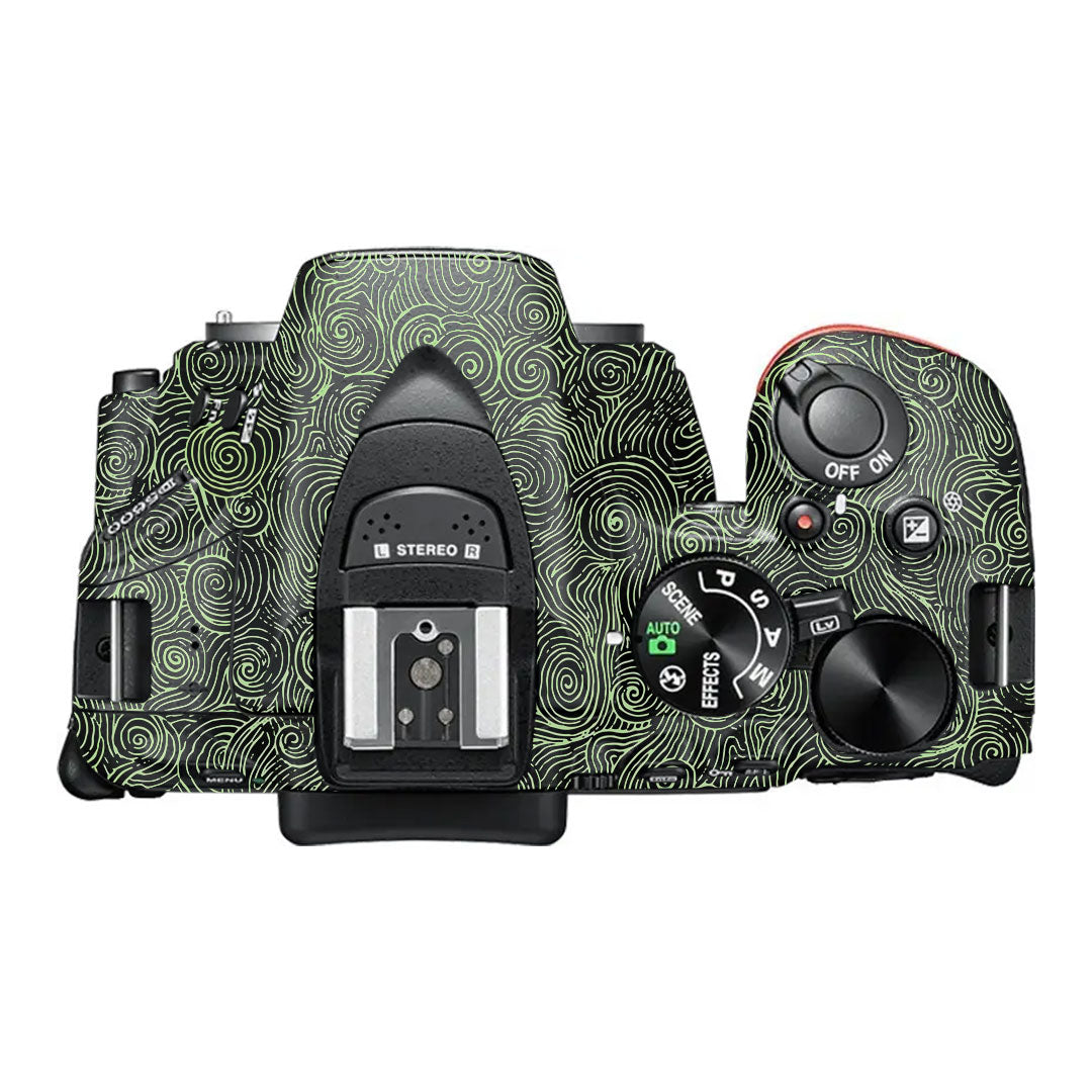 Green Spirals Nikon D5600 Camera Skin