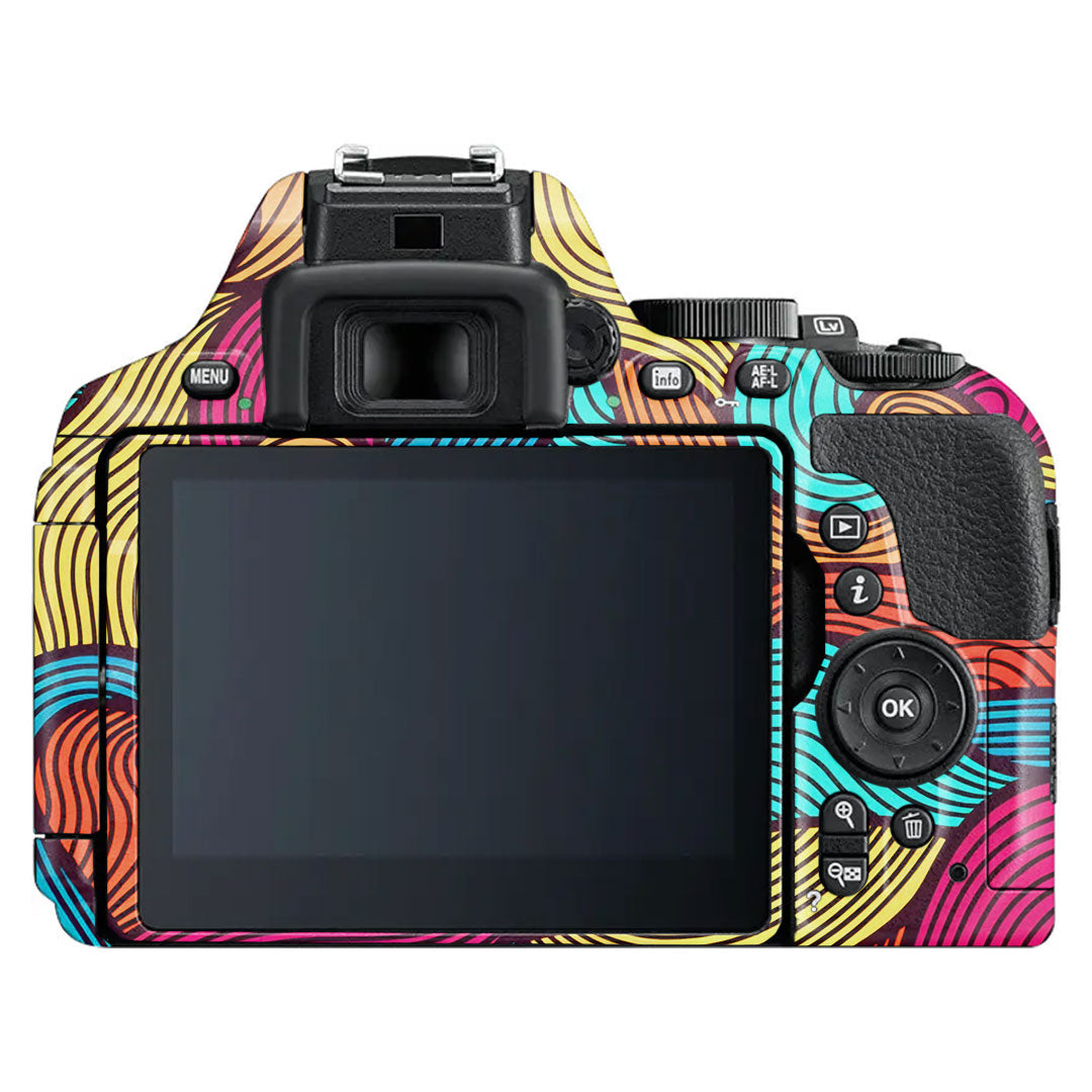 Retro Colorful Doodle Art Pattern Nikon D5600 Camera Skin