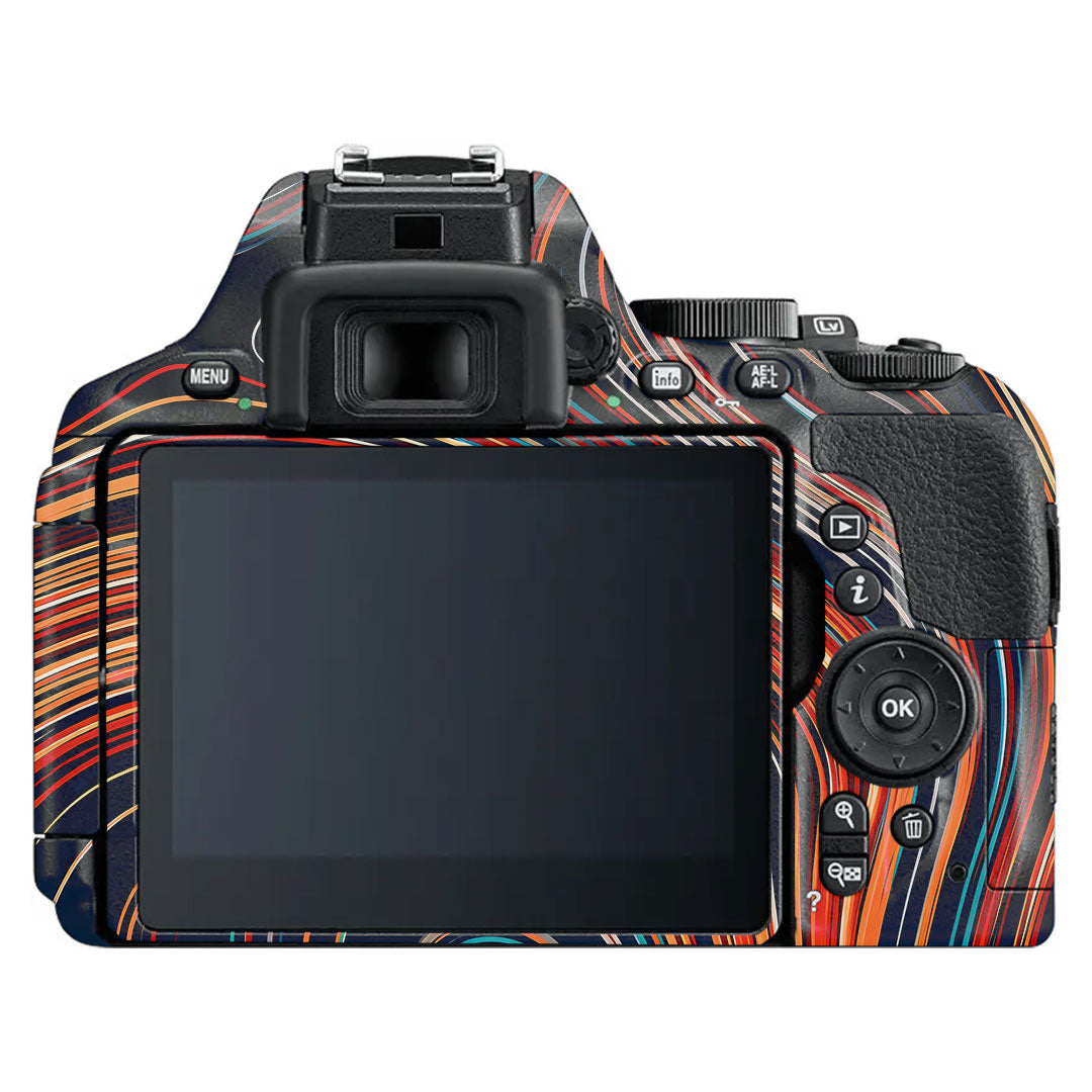 Retro Abstract Striped Swirl Nikon D5600 Camera Skin