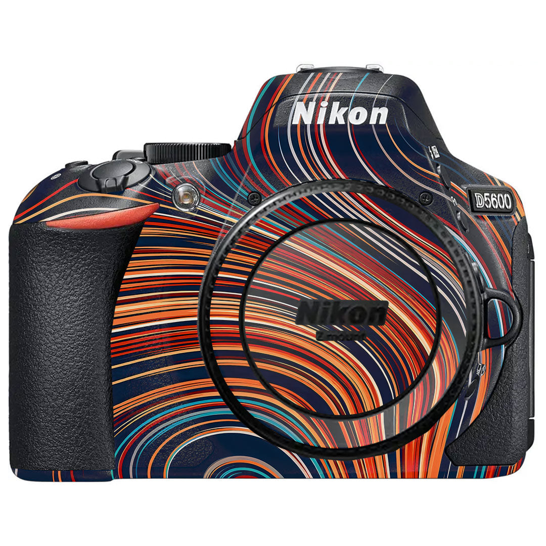Retro Abstract Striped Swirl Nikon D5600 Camera Skin