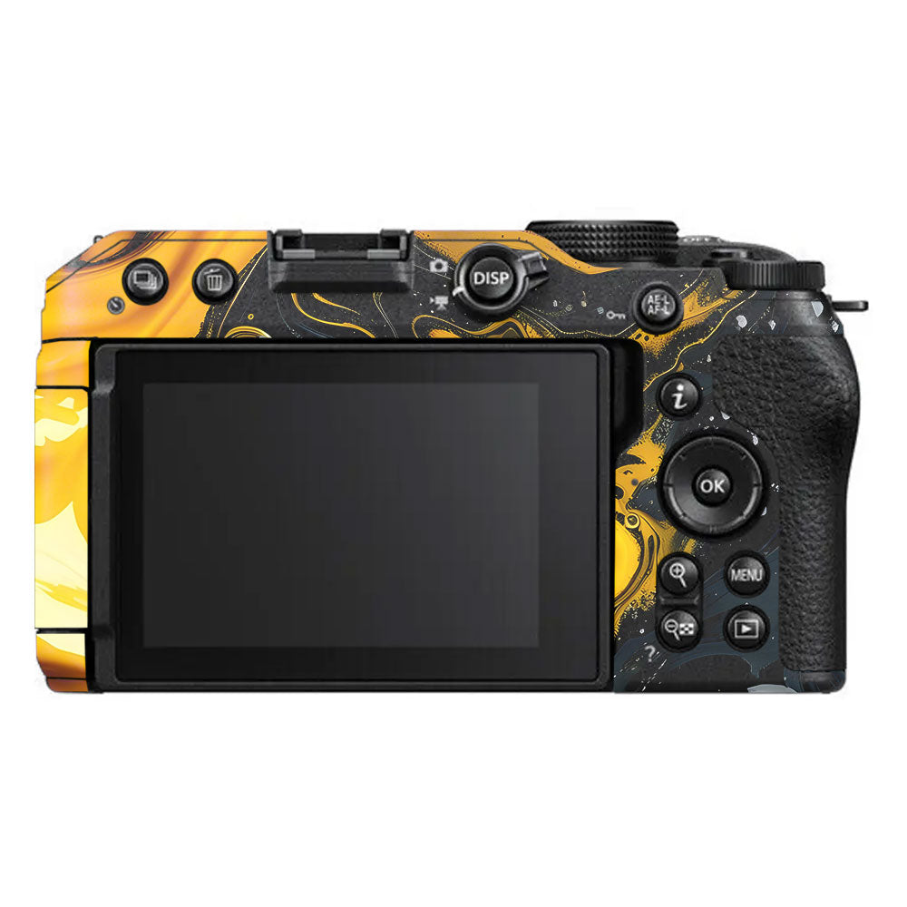Yellow and Black Paint Swirls Nikon Z30 Camera Skin