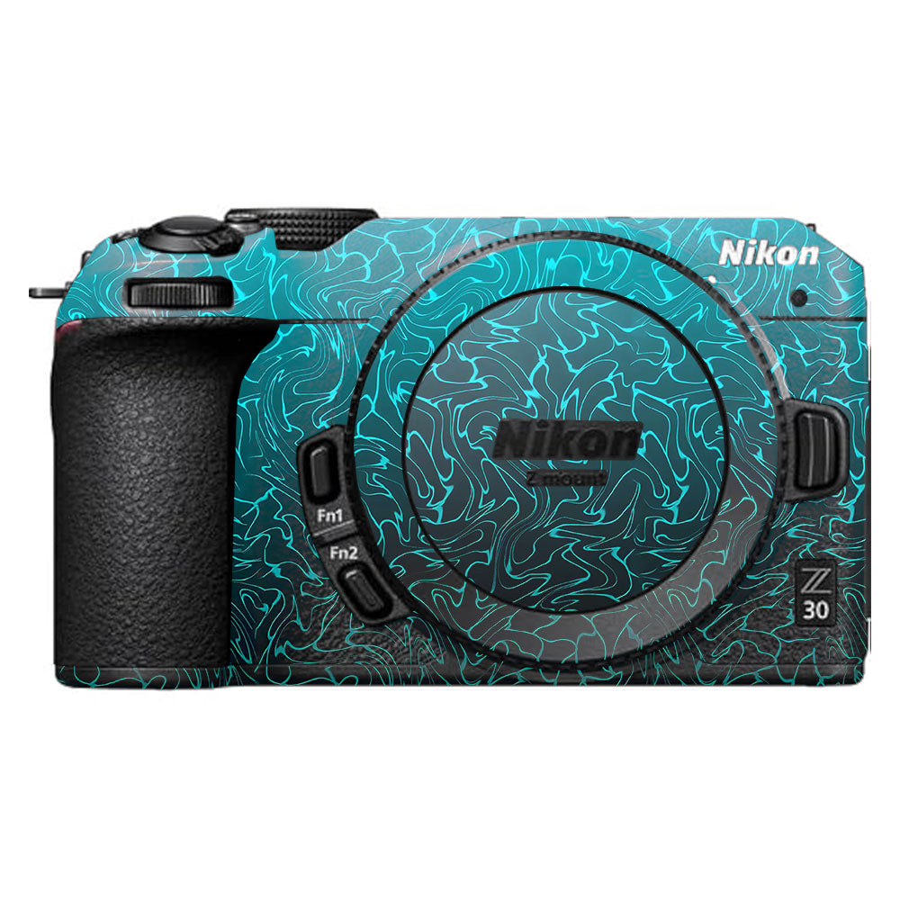 Cyan Blue to Black Gradient Nikon Z30 Camera Skin