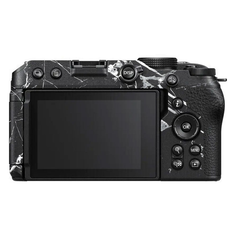 White Veins on Black Nikon Z30 Camera Skin