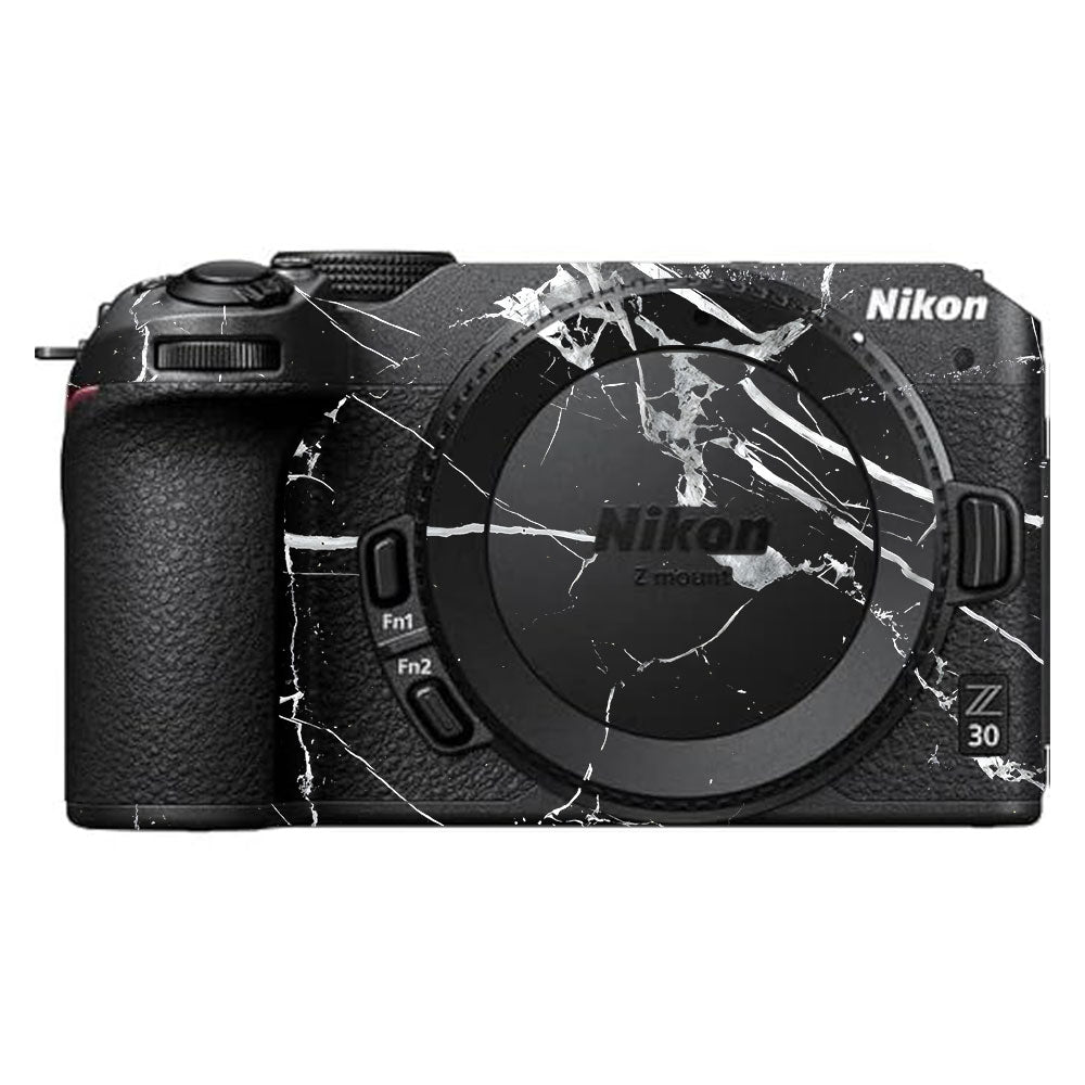 White Veins on Black Nikon Z30 Camera Skin