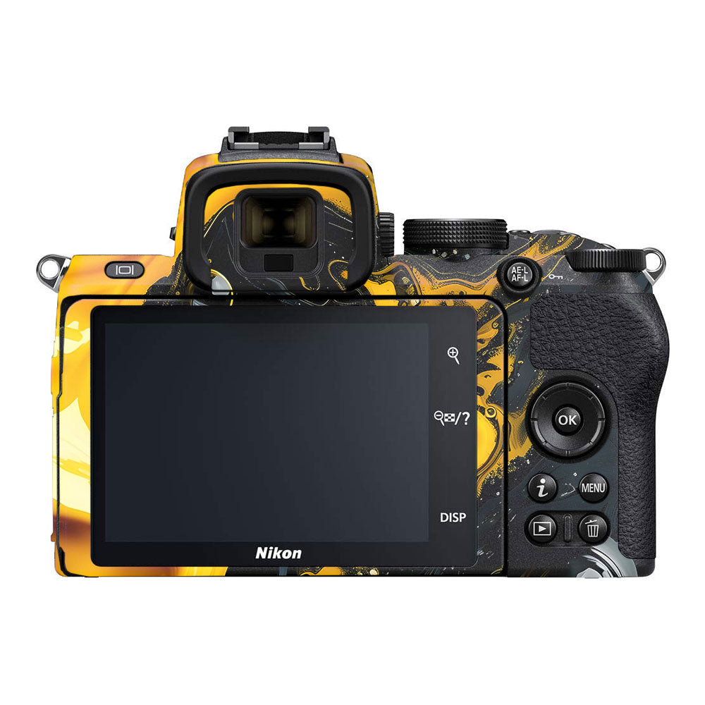 Yellow and Black Paint Swirls Nikon Z50 Camera Skin