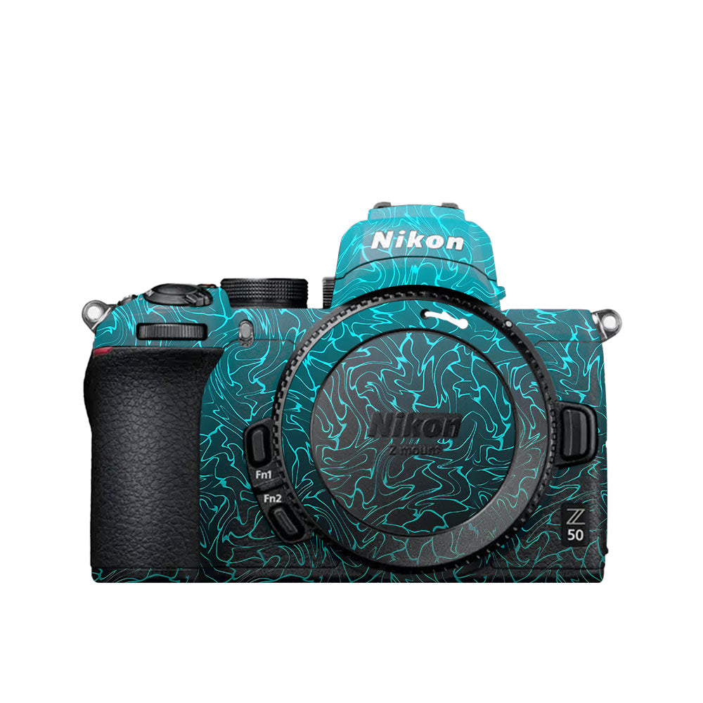 Cyan Blue to Black Gradient Nikon Z50 Camera Skin