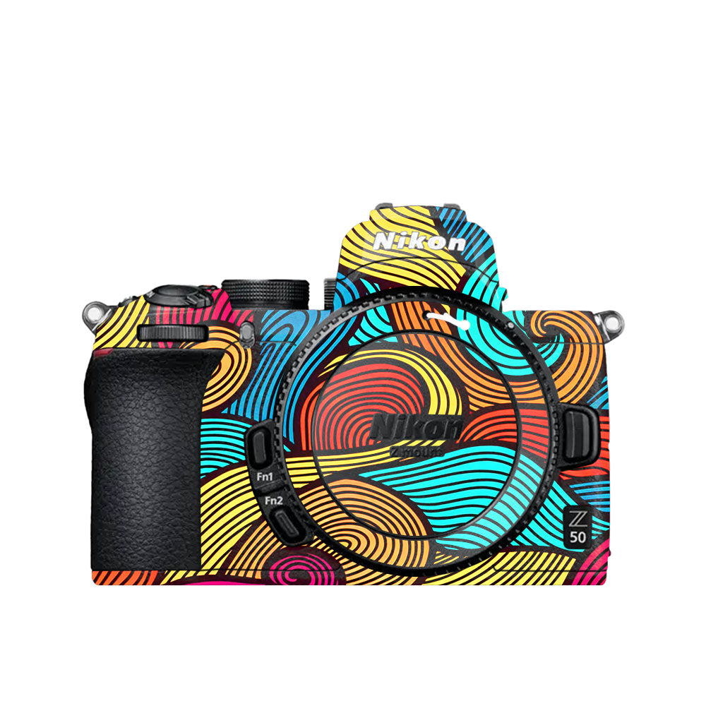 Retro Colorful Doodle Art Pattern Nikon Z50 Camera Skin