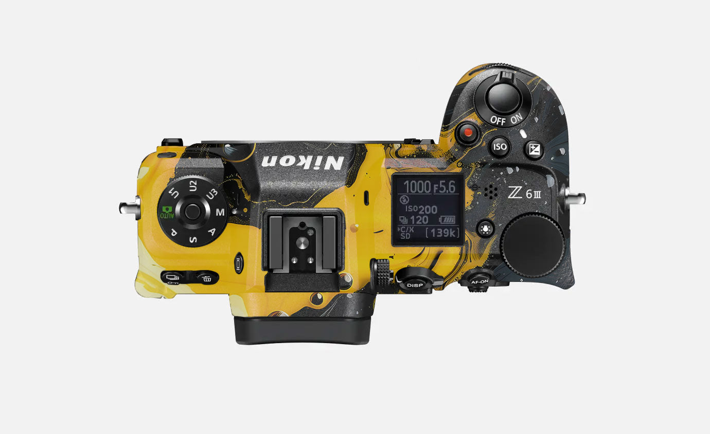 Yellow and Black Paint Swirls Nikon Z6 III Camera Skin