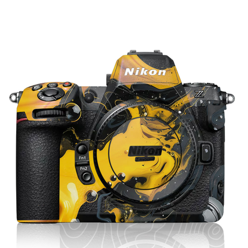 Yellow and Black Paint Swirls Nikon Z8 Camera Skin