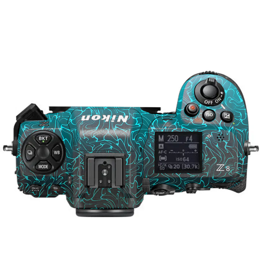 Cyan Blue to Black Gradient Nikon Z8 Camera Skin