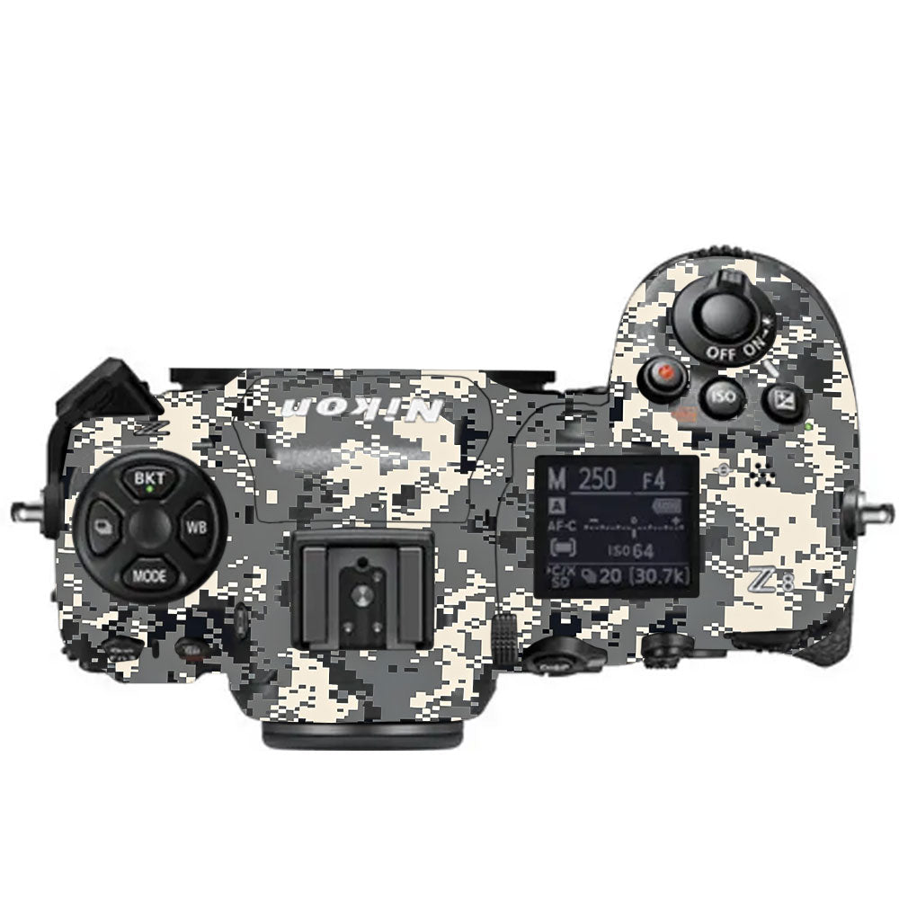 Grey Black Pixel Nikon Z8 Camera Skin