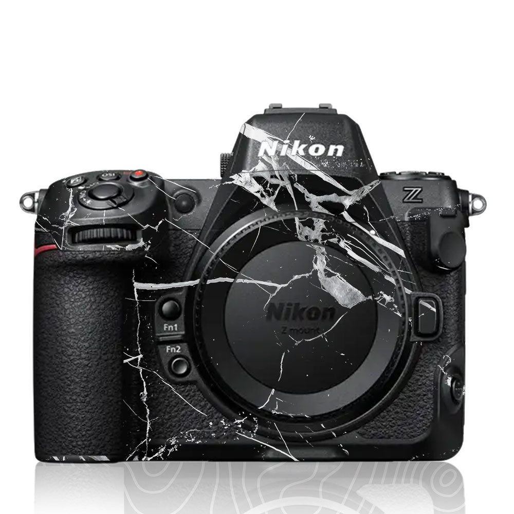 White Veins on Black Nikon Z8 Camera Skin