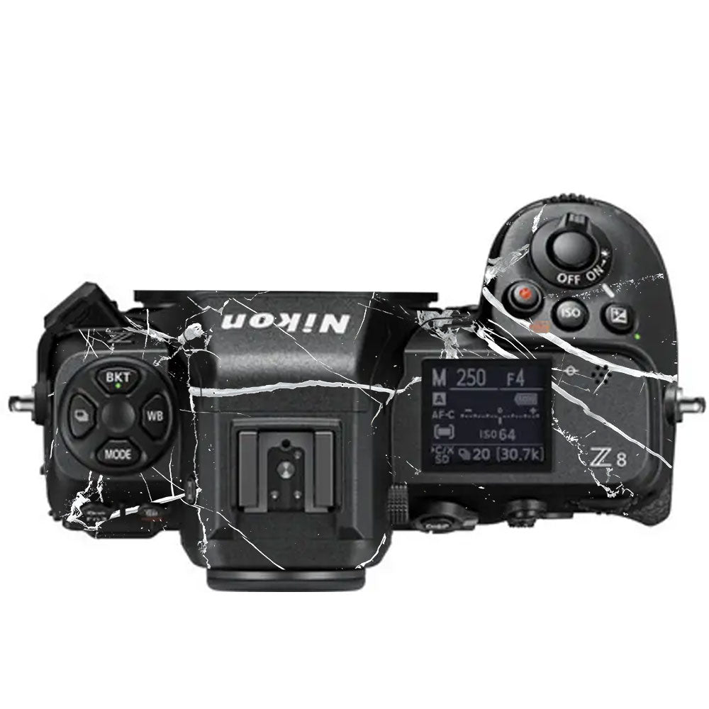 White Veins on Black Nikon Z8 Camera Skin