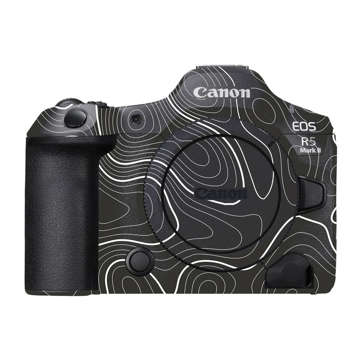 Grayscale Topographic Lines Canon EOS R5 Mark II Camera Skins