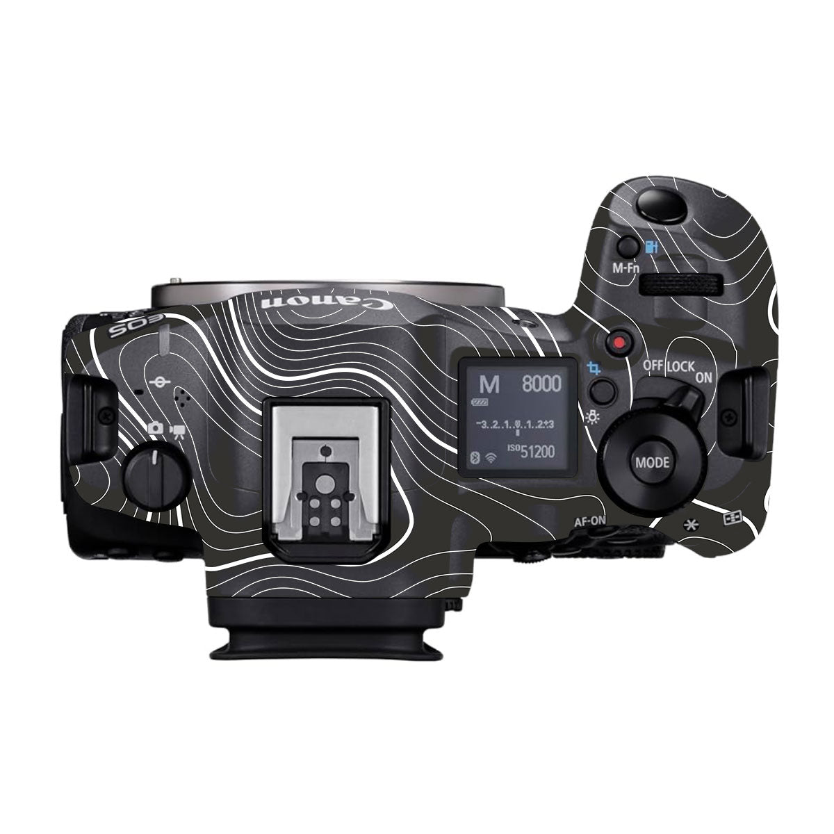 Grayscale Topographic Lines Canon EOS R5 Mark II Camera Skins