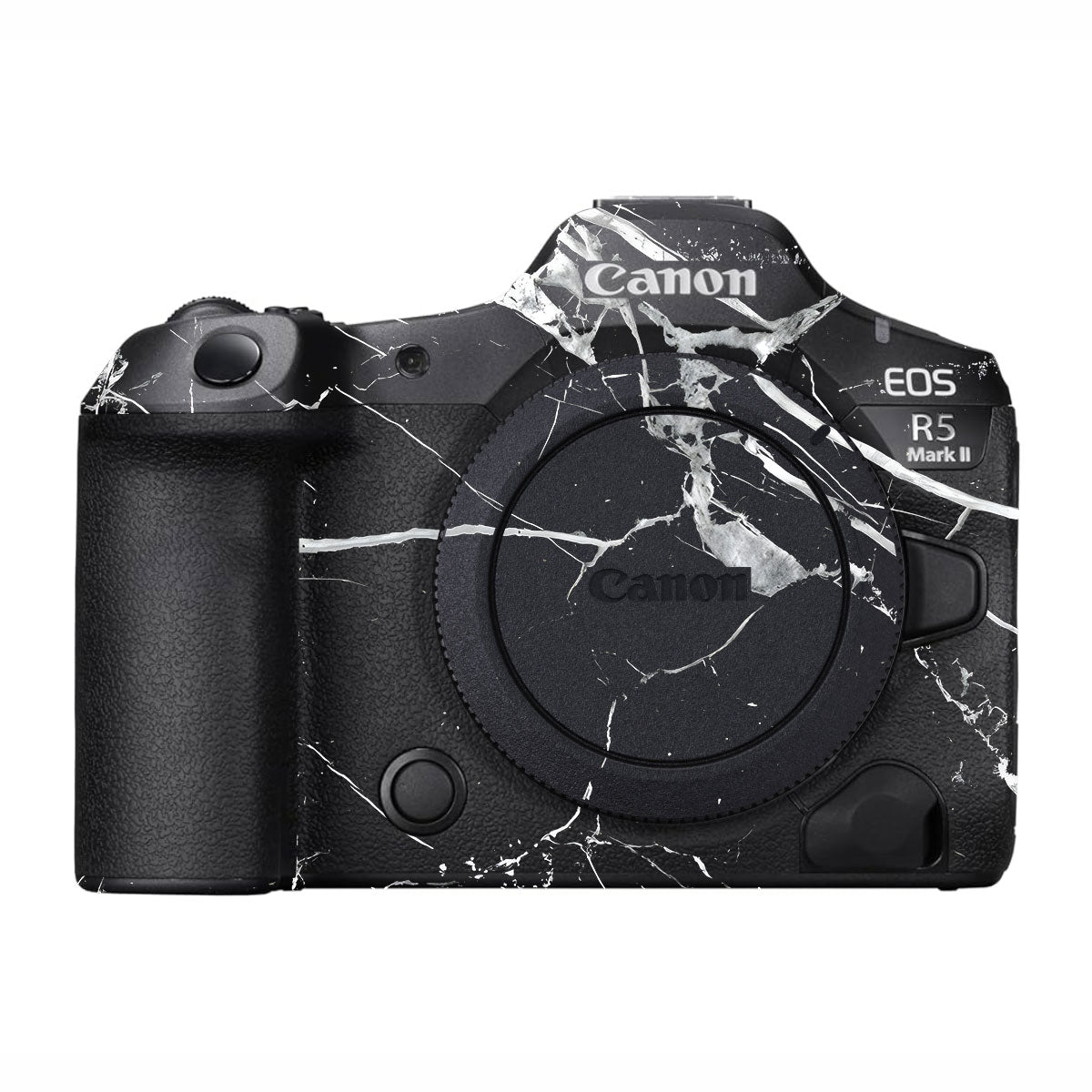 White Veins on Black Canon EOS R5 Mark II Camera Skins