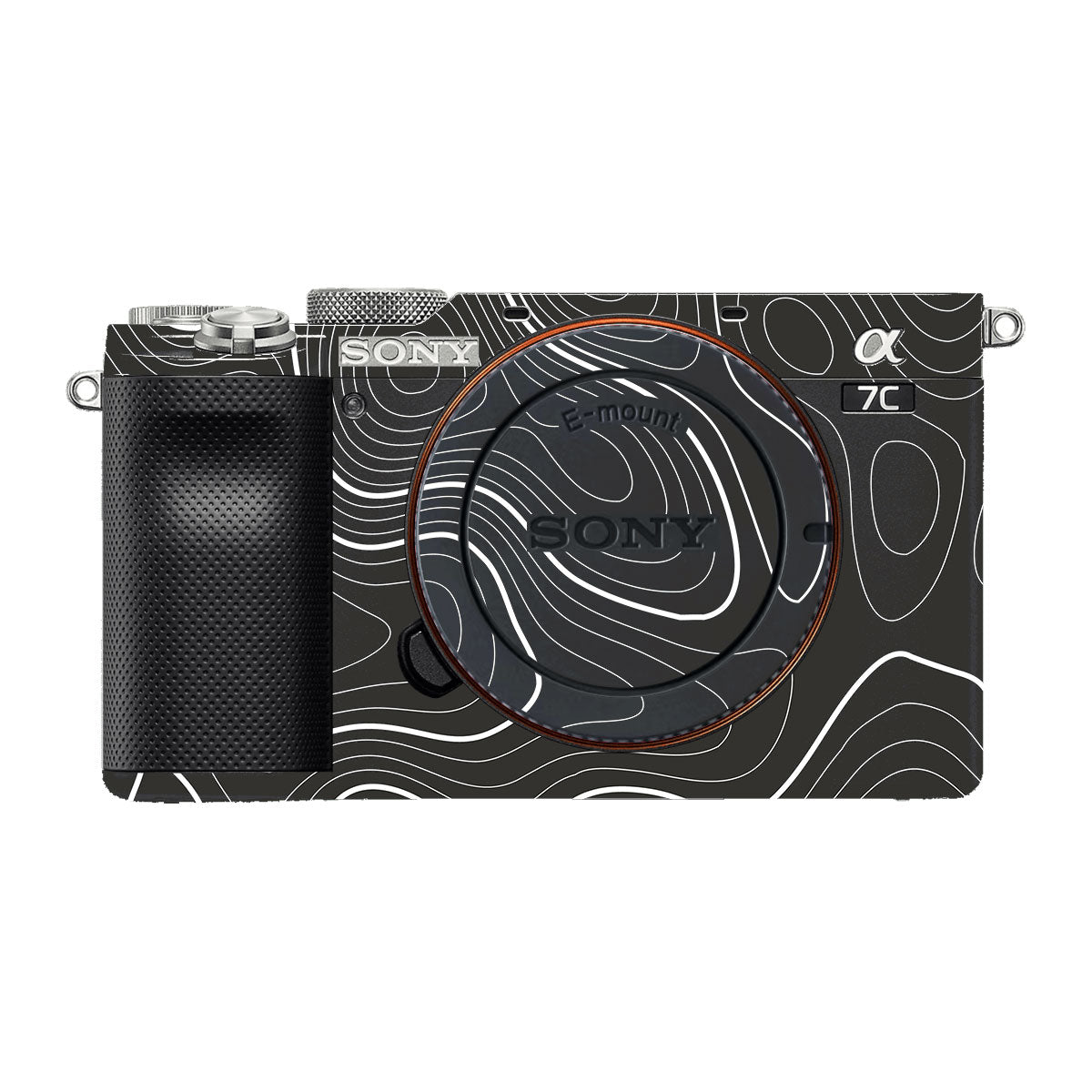 Grayscale Topographic Lines Sony A7 C Camera Skins