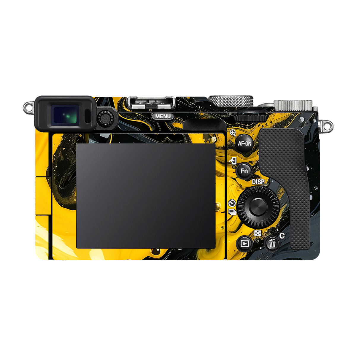 Yellow and Black Paint Swirls Sony A7 C Camera Skins