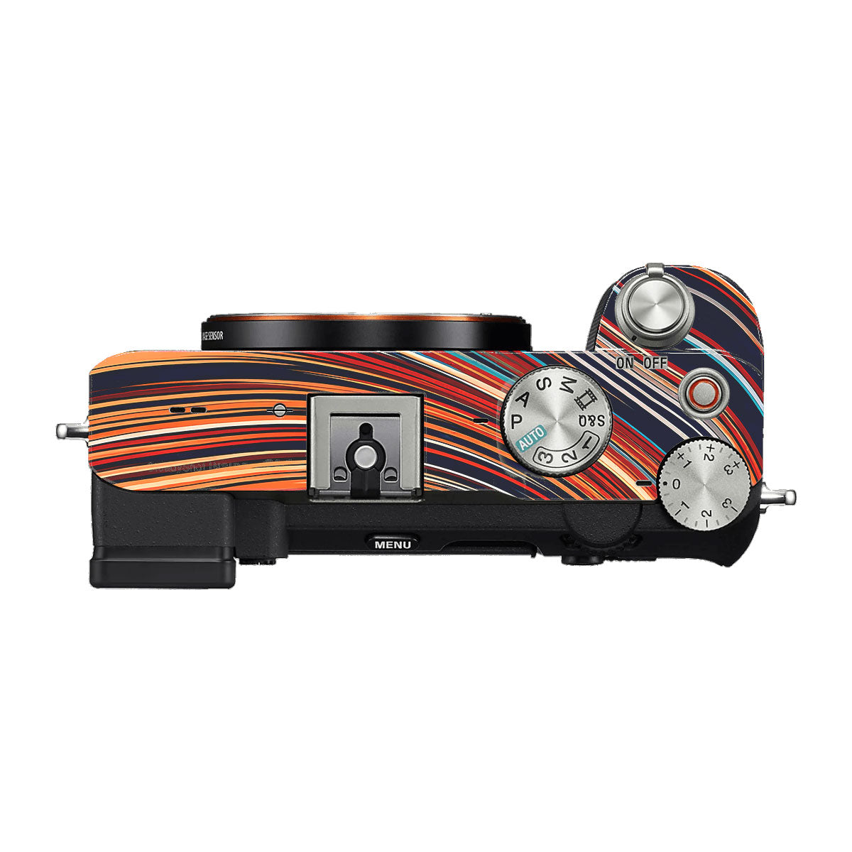 Retro Abstract Striped Swirl Sony A7 C Camera Skins