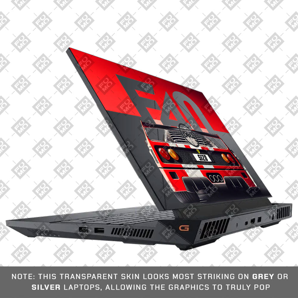 Transparent Ferrari F40 Dell G15 5520, 5530 Laptop Skin
