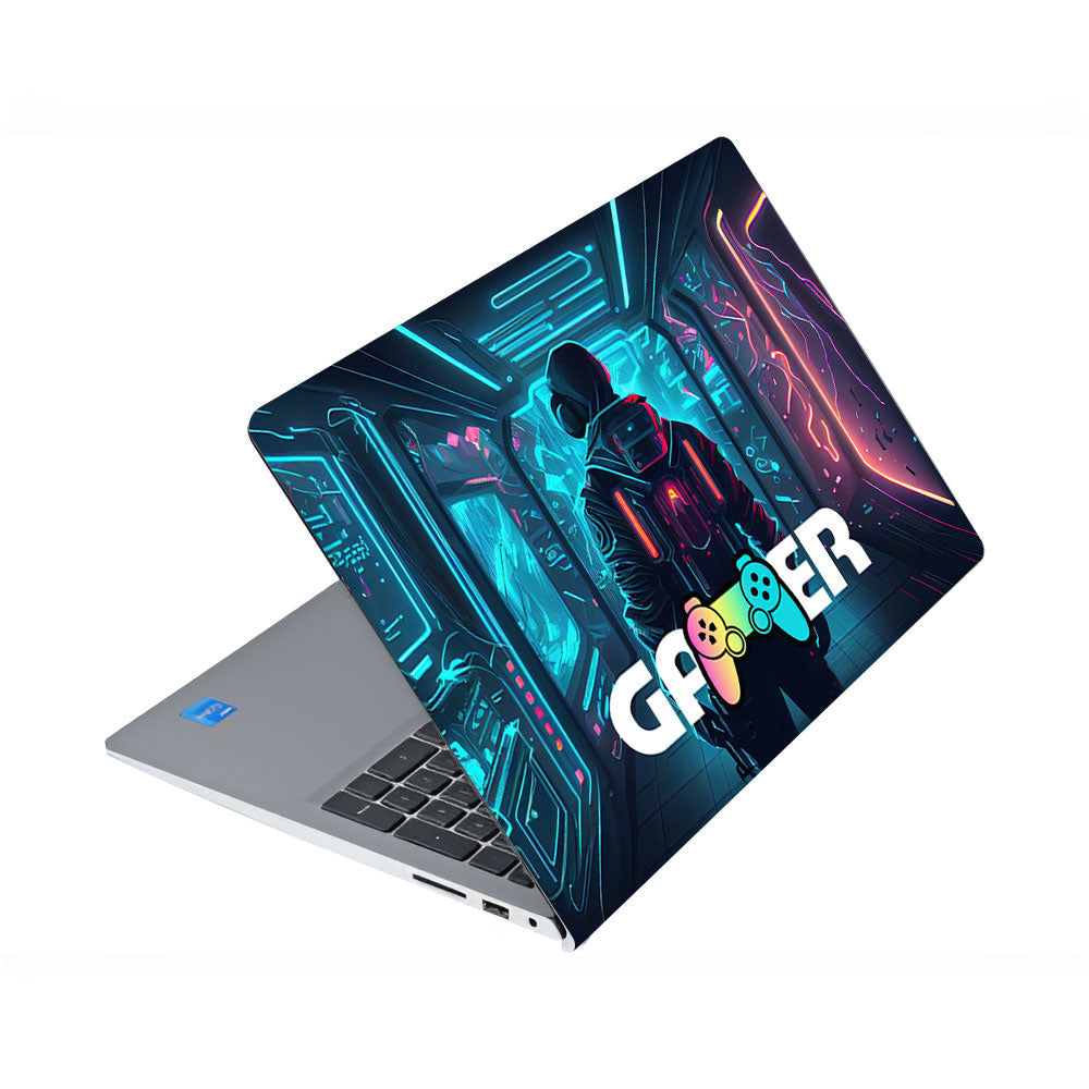 Gamer in Glowing Background Gaming Dell Inspiron 3520 Laptop Skin
