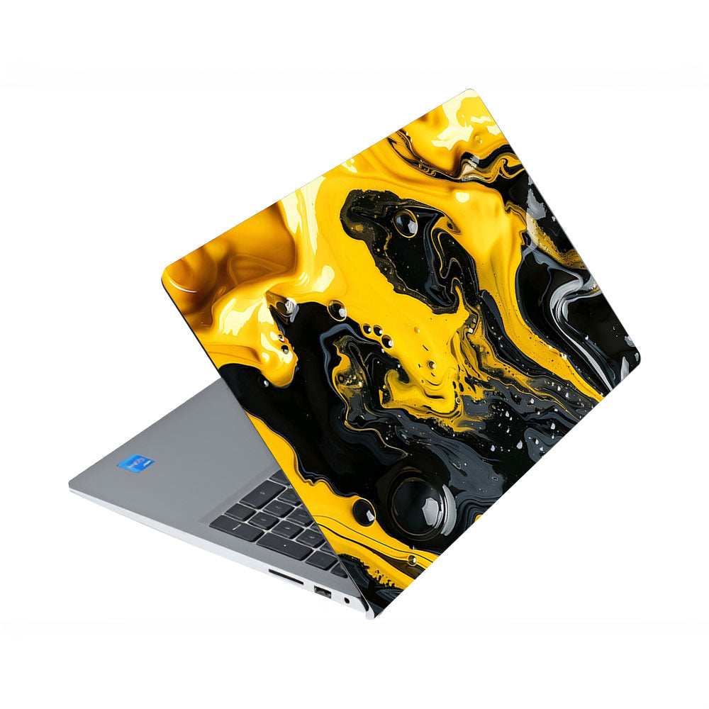 Yellow and Black Paint Swirls Dell Inspiron 3520 Laptop Skin