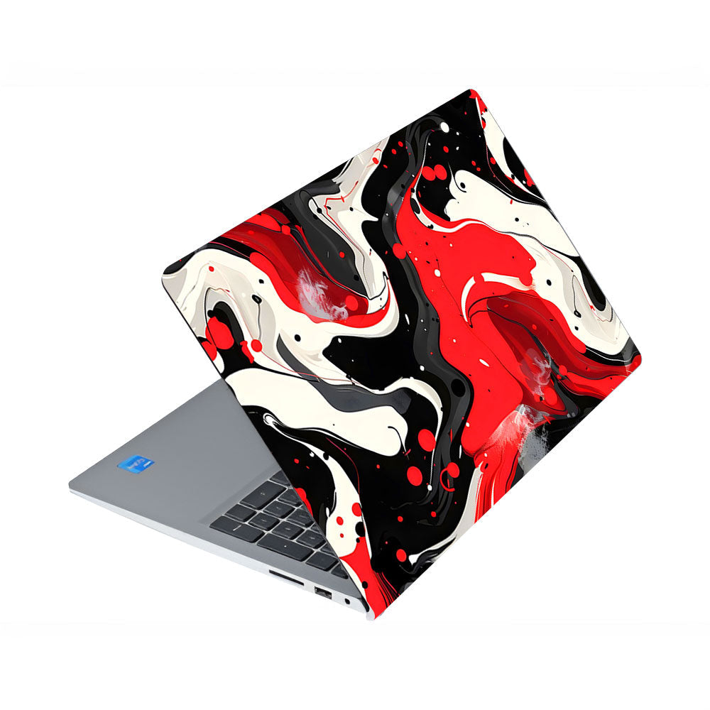 Red and White Paint Swirls Dell Inspiron 3520 Laptop Skin
