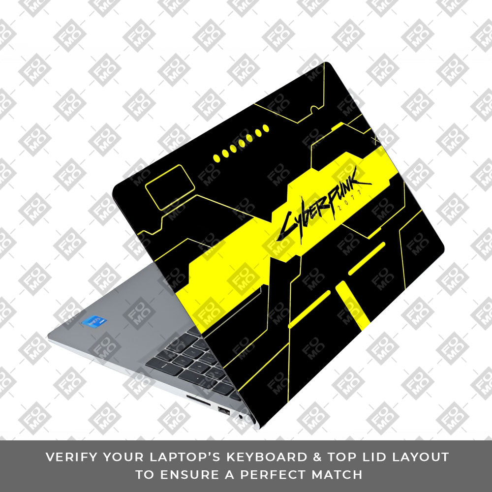 Cyberpunk Yellowline Grid Dell Inspiron 3520 Laptop Skin