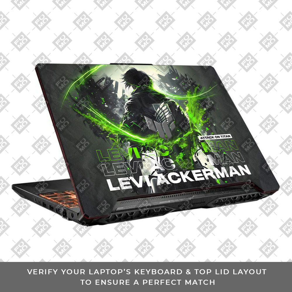 Levi Ackerman Neon Fury Asus TUF F15 FX506 & A15 FA506 Laptop Skin