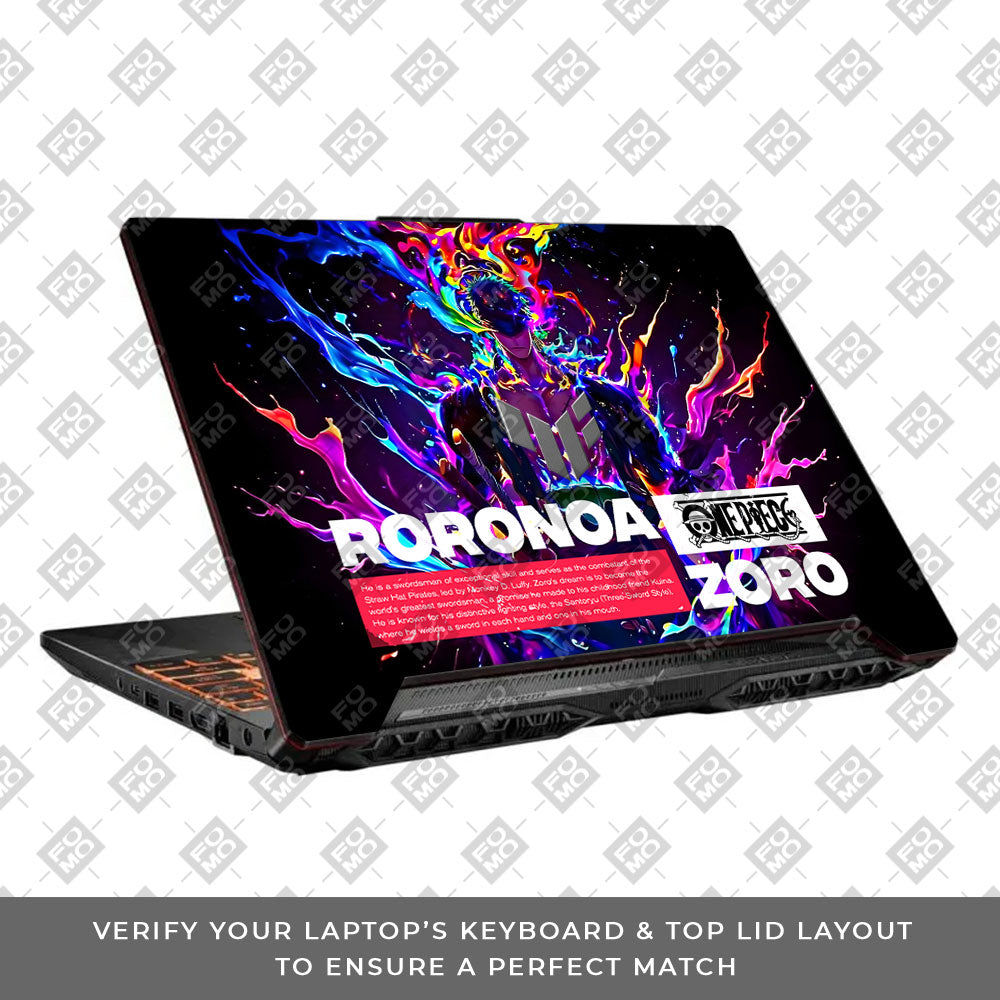 Zoro with Neon Flames Asus TUF F15 FX506 & A15 FA506 Laptop Skin
